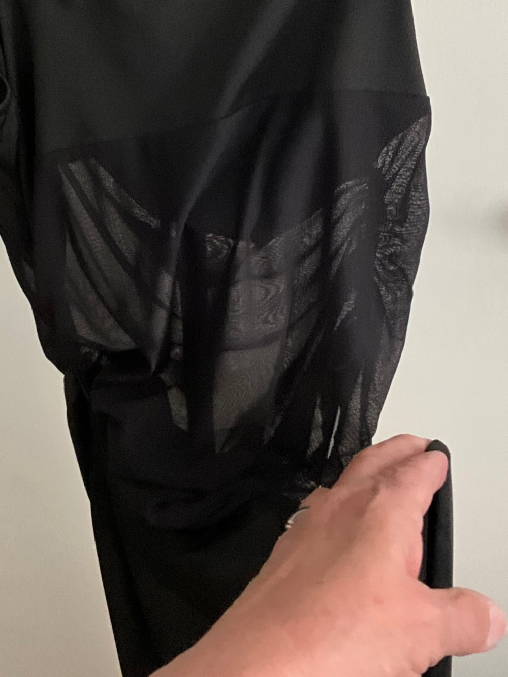 Asymmetrical Sheer Mesh Cutout Black Maxi Dress Small - Picture 5 of 6